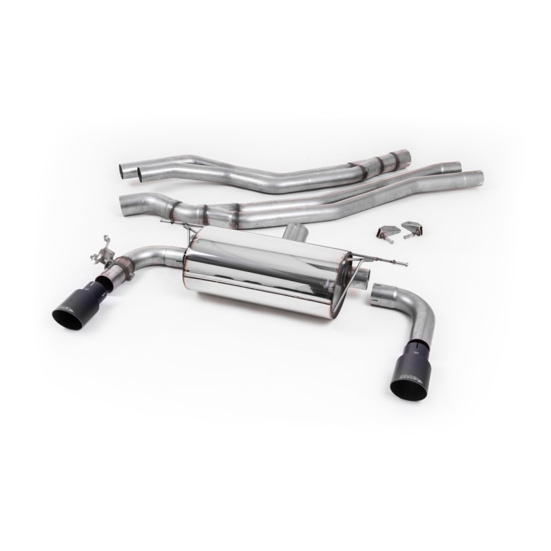 Non-Resonated (Louder) Race Cat-Back Exhaust System with Cerakote Black GT-90 Trims - Cerakote Black
