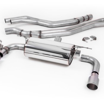 Non-Resonated (Louder) Race Cat-Back Exhaust System with Titanium GT-90 Trims - Brushed Titanium