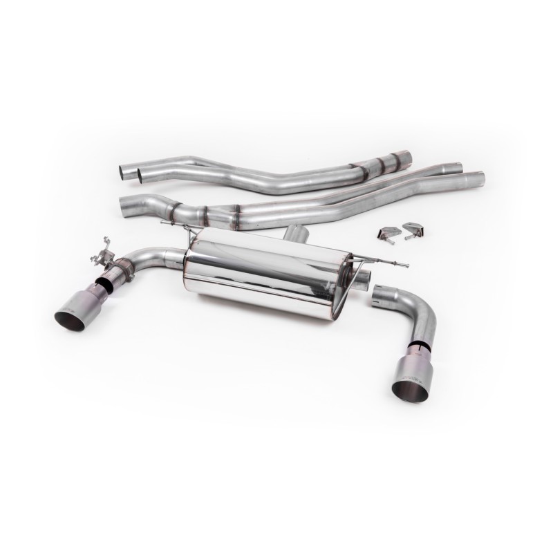 Non-Resonated (Louder) Race Cat-Back Exhaust System with Titanium GT-90 Trims - Brushed Titanium