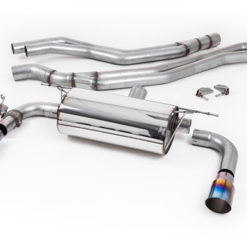 Non-Resonated (Louder) Race Cat-Back Exhaust System with Burnt Titanium GT-90 Trims - Burnt Titanium