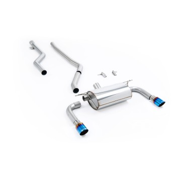 BMW F30 320i M Sport - Race Non-Resonated (Loudest) Cat-Back Exhaust System (For M340i Valance) with Burnt Titanium GT-90 Trims - Burnt Titanium