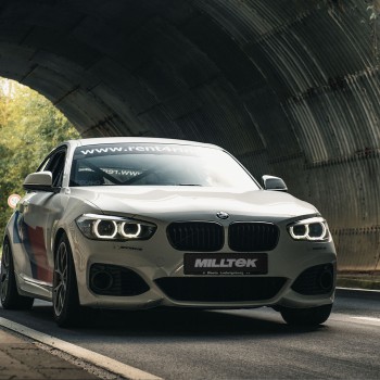 Non-Valved (Louder) Rear Silencer Bypass with GT-90 Polished Trims - M135i Valance - Polished