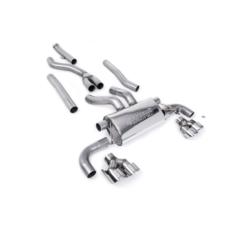BMW G20/21 M340i & G22 M440i - Cat-Back Exhaust System with Quad GT-100 Polished Trims - Polished
