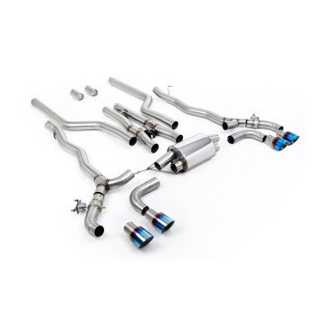 BMW M5 F90 (GPF Equipped) - Cat Back Exhaust System with Burnt/Blue Titanium GT-100 Trims - Burnt/Blue Titanium