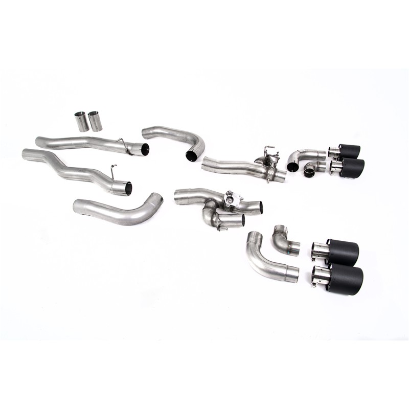 BMW M8 F91/92/93 (GPF Equipped) - OPF/GPF Back System with valved Rear Silencer Bypass & JET-115 Carbon Trims - Carbon Fibre