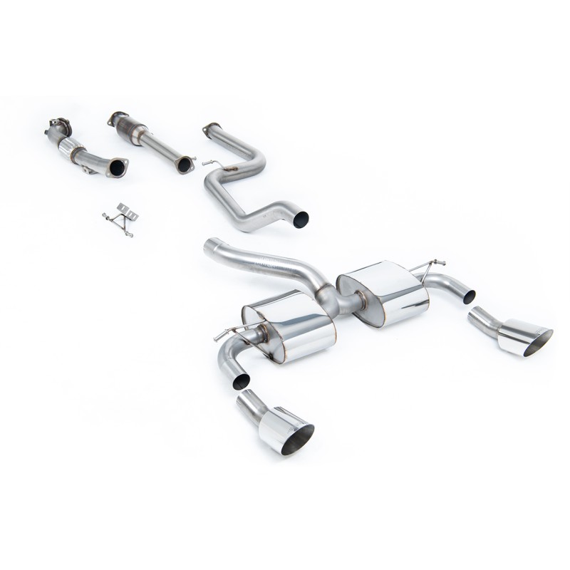 Ford Focus MK2 RS - Non-Resonated (Louder) Turbo-Back Exhaust System with Hi-Flow Sports Catalyst & Dual DTM Trims
