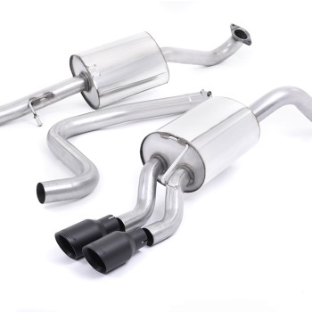 Ford Fiesta MK7/7.5 Ecoboost 1.0T - Resonated (Quieter) Cat-Back Exhaust System with Cerakote Black Tips - Cerakote Black