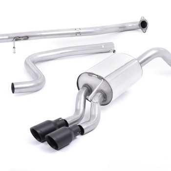 Ford Fiesta MK7/7.5 Ecoboost 1.0T - Non-Resonated (Louder) Cat-Back Exhaust System with Cerakote Black Tips - Cerakote Black