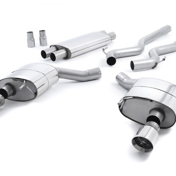 Ford Mustang 5.0 V8 GT (Fastback) - Resonated (Quieter) Cat-Back Exhaust System with Polished GT-100 Trims - Polished