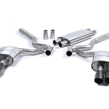 Ford Mustang 5.0 V8 GT (Fastback) - Resonated (Quieter) Cat-Back Exhaust System with Quad Black GT-90 Trims (For Roush Valance) - Cerakote Black