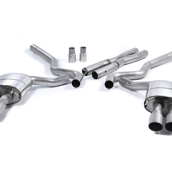 Ford Mustang 5.0 V8 GT (Fastback) - Non-Resonated (Louder) Cat-Back Exhaust System with Quad Titanium GT-90 Tips (For Roush Valance) - Brushed Titanium