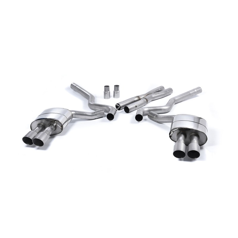 Ford Mustang 5.0 V8 GT (Fastback) - Non-Resonated (Louder) Cat-Back Exhaust System with Quad Titanium GT-90 Tips (For Roush Valance) - Brushed Titanium