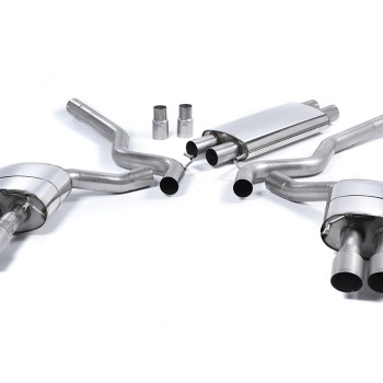 Ford Mustang 5.0 V8 GT (Fastback) - Resonated (Quieter) Cat-Back Exhaust System with Quad Titanium GT-90 Trims (For Roush Valance) - Brushed Titanium