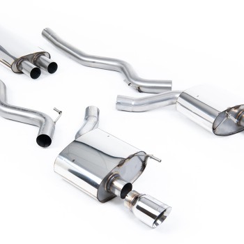 Ford Mustang 2.3 (S550 Fastback) - Resonated (Quieter) Cat-Back Exhaust System with GT-100 Polished Trims - Polished