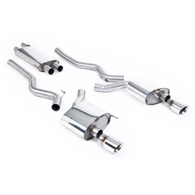 Ford Mustang 2.3 (S550 Fastback) - Resonated (Quieter) Cat-Back Exhaust System with GT-100 Polished Trims - Polished