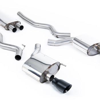 Ford Mustang 2.3 (S550 Fastback) - Resonated (Quieter) Cat-Back Exhaust System with GT-100 Cerakote Black Trims - Cerakote Black
