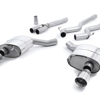 Ford Mustang 2.3 (S550 Fastback) - Non-Resonated (Louder) Cat-Back Exhaust System with GT-100 Polished Trims - Polished