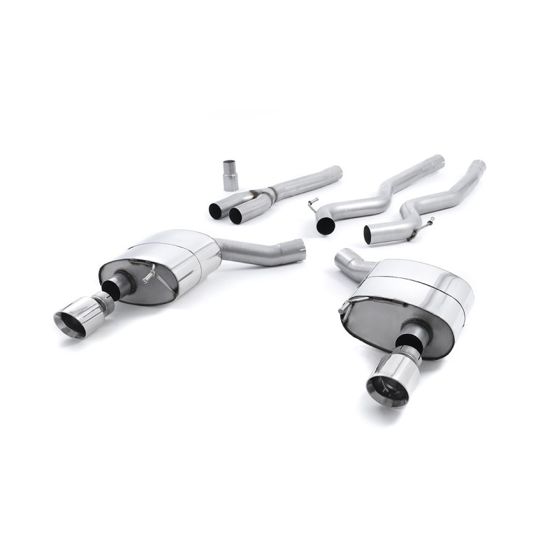 Ford Mustang 2.3 (S550 Fastback) - Non-Resonated (Louder) Cat-Back Exhaust System with GT-100 Polished Trims - Polished