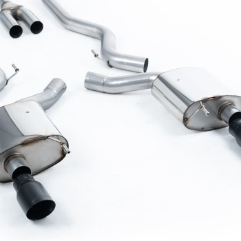 Ford Mustang 2.3 (S550 Fastback) - Non-Resonated (Louder) Cat-Back Exhaust System with GT-100 Cerakote Black Trims - Cerakote Black