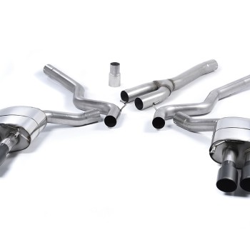Ford Mustang 2.3 (S550 Fastback) - Non-Resonated (Louder) Cat-Back Exhaust System with GT-90 Cerakote Black Trims (For Roush Valance) - Cerakote Black
