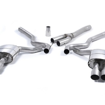 Ford Mustang 2.3 (S550 Fastback) - Non-Resonated (Louder) Cat-Back Exhaust System with GT-90 Titanium Trims (For Roush Valance) - Brushed Titanium