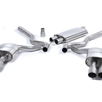 Ford Mustang 2.3 (S550 Fastback) - Resonated (Quieter) Cat-Back Exhaust System with GT-90 Titanium Trims (For Roush Valance) - Brushed Titanium