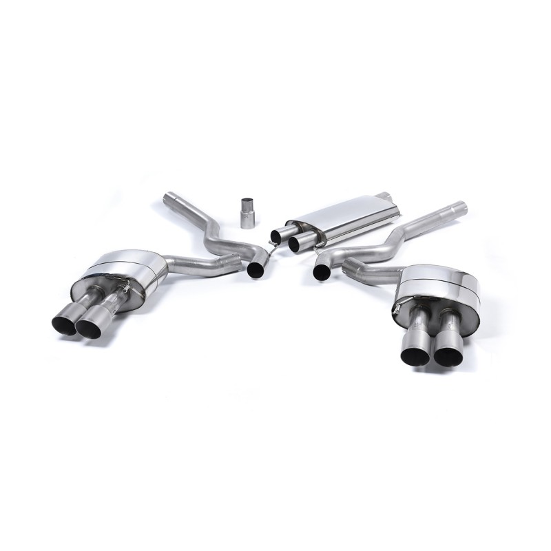 Ford Mustang 2.3 (S550 Fastback) - Resonated (Quieter) Cat-Back Exhaust System with GT-90 Titanium Trims (For Roush Valance) - Brushed Titanium