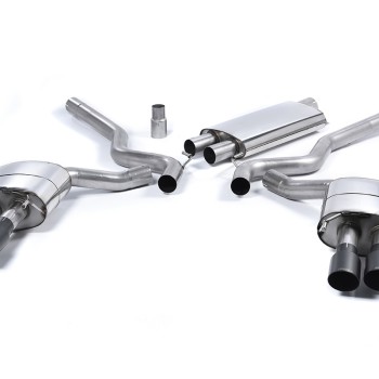 Ford Mustang 2.3 (S550 Fastback) - Resonated (Quieter) Cat-Back Exhaust System with GT-90 Cerakote Black Trims (For Roush Valance) - Cerakote Black
