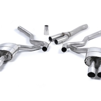 Ford Mustang 2.3 (S550 Fastback) - Resonated (Quieter) Cat-Back Exhaust System with GT-90 Polished Trims (For Roush Valance) - Polished