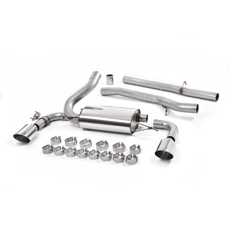 Ford Focus MK3 RS - Non-Resonated (Louder) Cat-Back Exhaust System with Polished GT-115 Trims - Polished