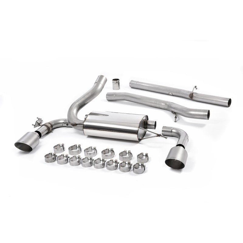 Ford Focus MK3 RS - Non-Resonated (Louder) Cat-Back Exhaust System with Titanium GT-115 Trims - Brushed Titanium
