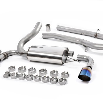 Ford Focus MK3 RS - Non-Resonated (Louder) Cat-Back Exhaust System with Burnt Titanium GT-115 Trims - Burnt Titanium