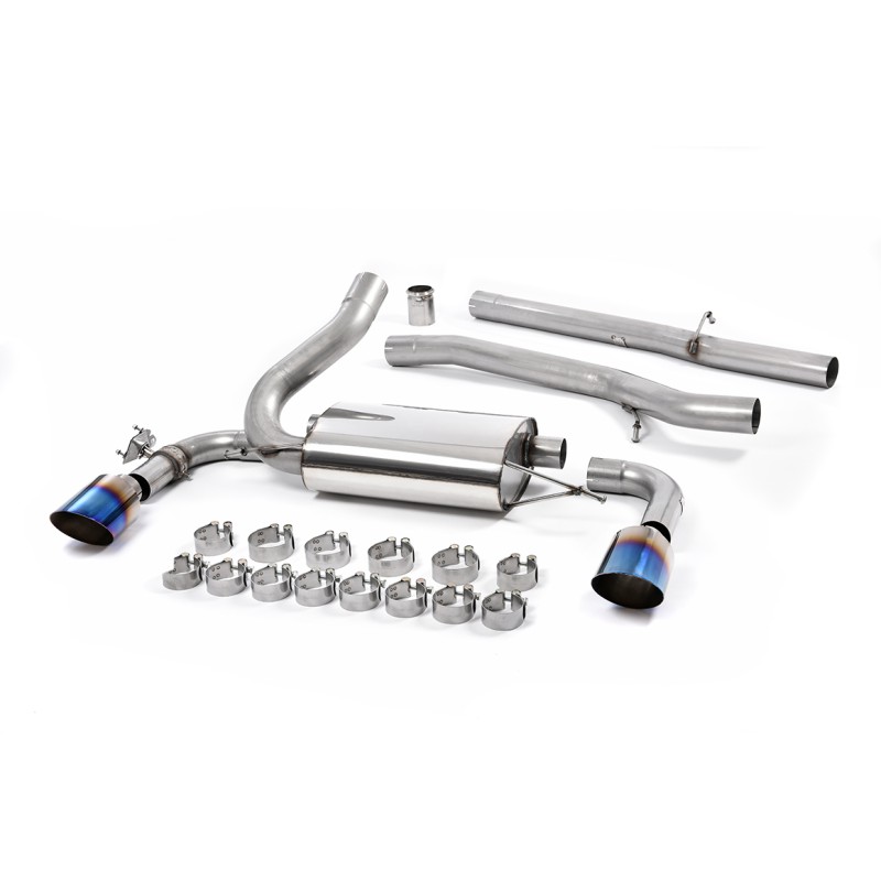 Ford Focus MK3 RS - Non-Resonated (Louder) Cat-Back Exhaust System with Burnt Titanium GT-115 Trims - Burnt Titanium