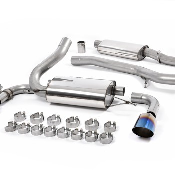 Ford Focus MK3 RS - Resonated (Quieter) Cat-Back Exhaust System with Burnt Titanium GT-115 Trims - Burnt Titanium