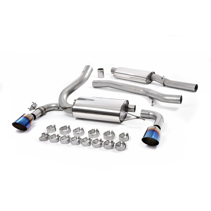 Ford Focus MK3 RS - Resonated (Quieter) Cat-Back Exhaust System with Burnt Titanium GT-115 Trims - Burnt Titanium