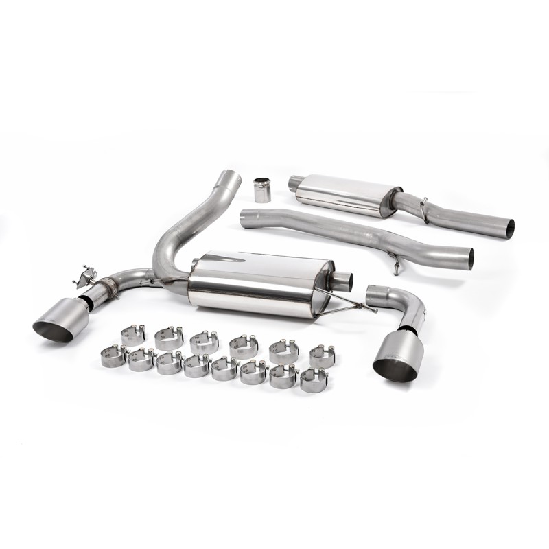 Ford Focus MK3 RS - Resonated (Quieter) Cat-Back Exhaust System with Titanium GT-115 Trims - Brushed Titanium