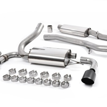 Ford Focus MK3 RS - Resonated (Quieter) Cat-Back Exhaust System with Cerakote Black GT-115 Trims - Cerakote Black