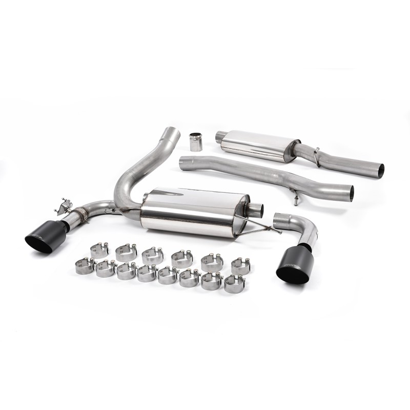 Ford Focus MK3 RS - Resonated (Quieter) Cat-Back Exhaust System with Cerakote Black GT-115 Trims - Cerakote Black