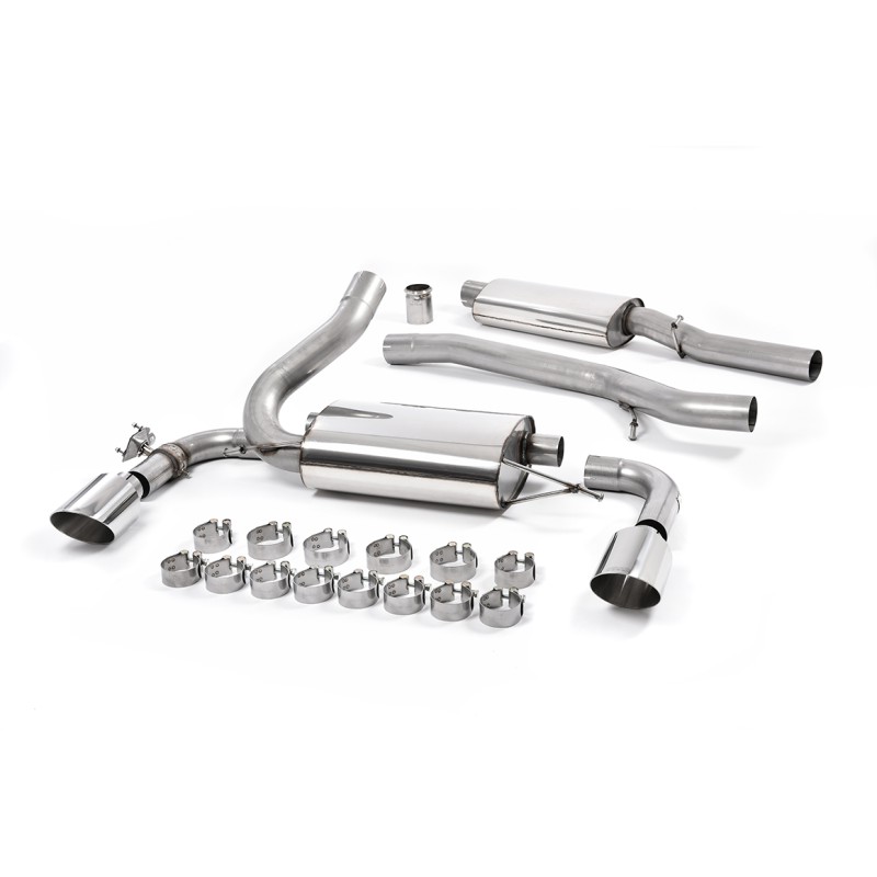 Ford Focus MK3 RS - Resonated (Quieter) Cat-Back Exhaust System with Polished GT-115 Trims - Polished