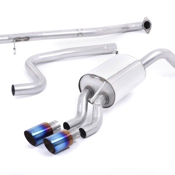 Ford Fiesta MK7/7.5 Ecoboost 1.0T - Non-Resonated (Louder) Cat-Back Exhaust System with Burnt Titanium Tips - Burnt Titanium