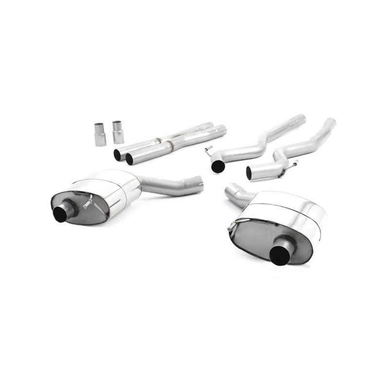 Ford Mustang 5.0 V8 GT (Fastback) - Non-Resonated (Louder) Cat-Back Exhaust System with Titanium GT-100 Trims - Brushed Titanium