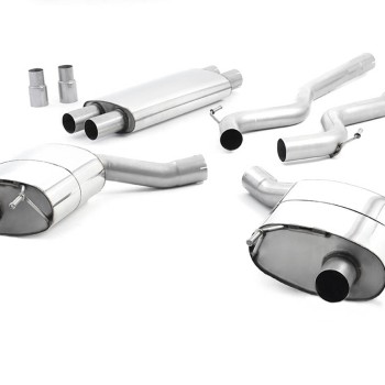 Ford Mustang 5.0 V8 GT (Fastback) - Resonated (Quieter) Cat-Back Exhaust System with Titanium GT-100 Trims - Brushed Titanium