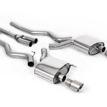Ford Mustang 2.3 (S550 Fastback) - Non-Resonated (Louder) Cat-Back Exhaust System with GT-100 Titanium Trims - Brushed Titanium