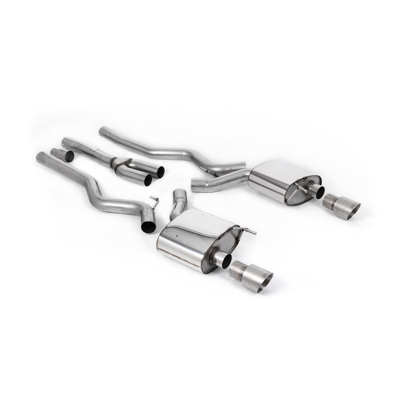 Ford Mustang 2.3 (S550 Fastback) - Non-Resonated (Louder) Cat-Back Exhaust System with GT-100 Titanium Trims - Brushed Titanium