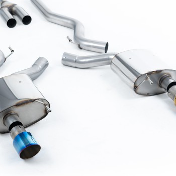 Ford Mustang 2.3 (S550 Fastback) - Non-Resonated (Louder) Cat-Back Exhaust System with GT-100 Burnt Titanium Trims - Burnt Titanium