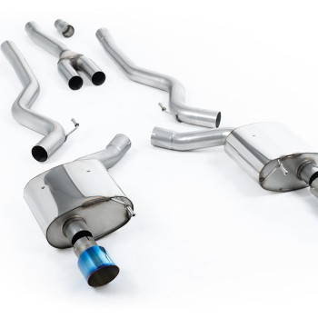 Ford Mustang 2.3 (S550 Fastback) - Non-Resonated (Louder) Cat-Back Exhaust System with GT-100 Burnt Titanium Trims - Burnt Titanium