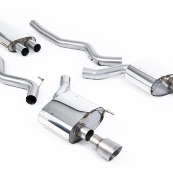 Ford Mustang 2.3 (S550 Fastback) - Resonated (Quieter) Cat-Back Exhaust System with GT-100 Titanium Trims - Brushed Titanium
