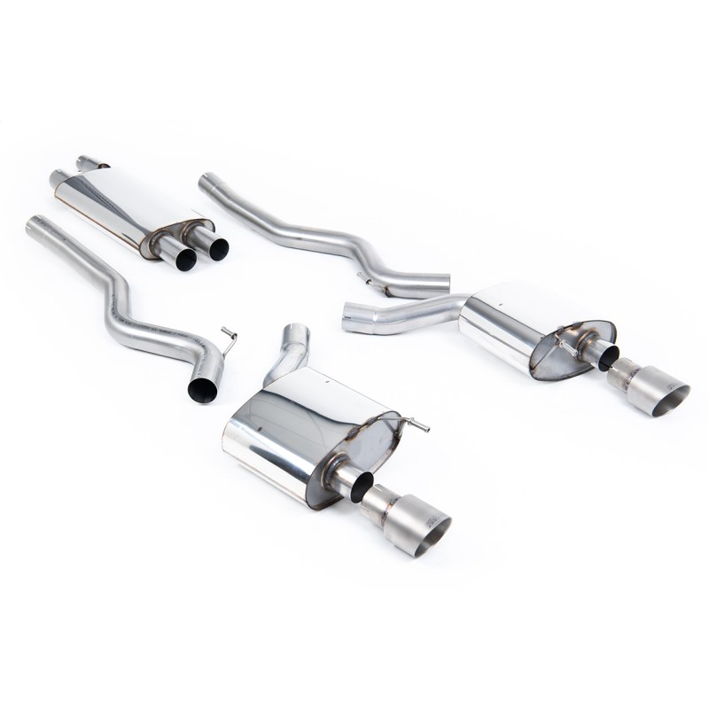 Ford Mustang 2.3 (S550 Fastback) - Resonated (Quieter) Cat-Back Exhaust System with GT-100 Titanium Trims - Brushed Titanium