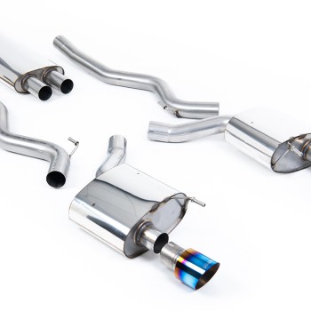 Ford Mustang 2.3 (S550 Fastback) - Resonated (Quieter) Cat-Back Exhaust System with GT-100 Burnt Titanium Trims - Burnt Titanium