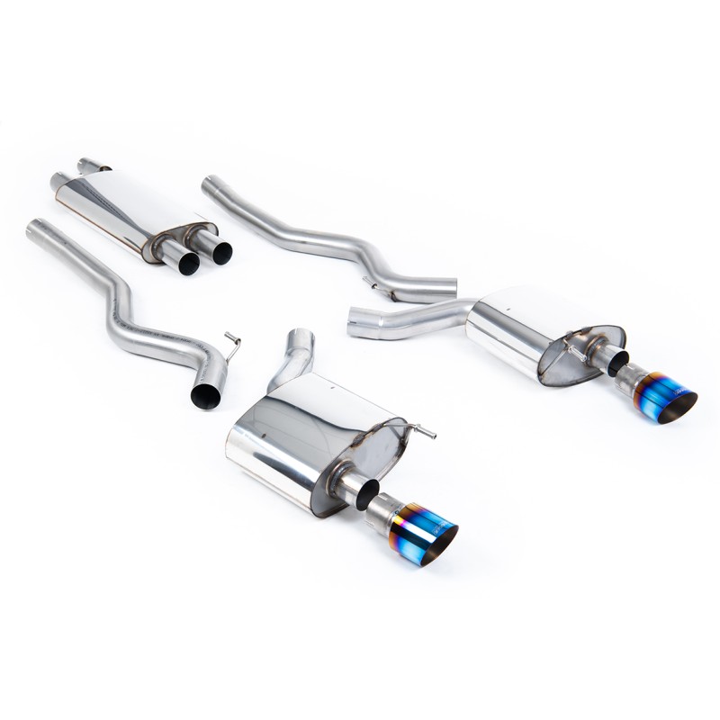 Ford Mustang 2.3 (S550 Fastback) - Resonated (Quieter) Cat-Back Exhaust System with GT-100 Burnt Titanium Trims - Burnt Titanium